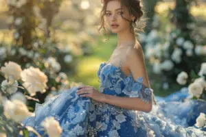 Robe de mariée princesse bleu roi : élégance et tendance pour votre jour J