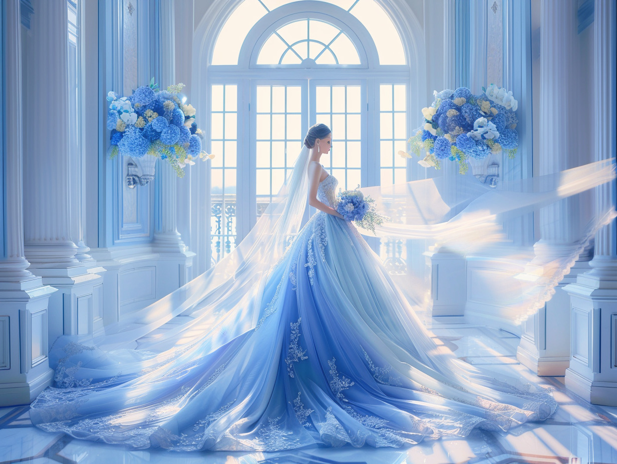 robe de mariée princesse bleu roi
