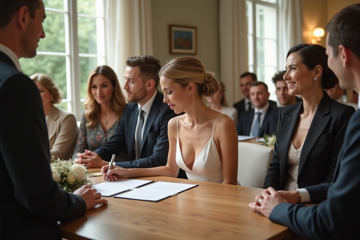 Signature du mariage civil dans une ambiance moderne et lumineuse