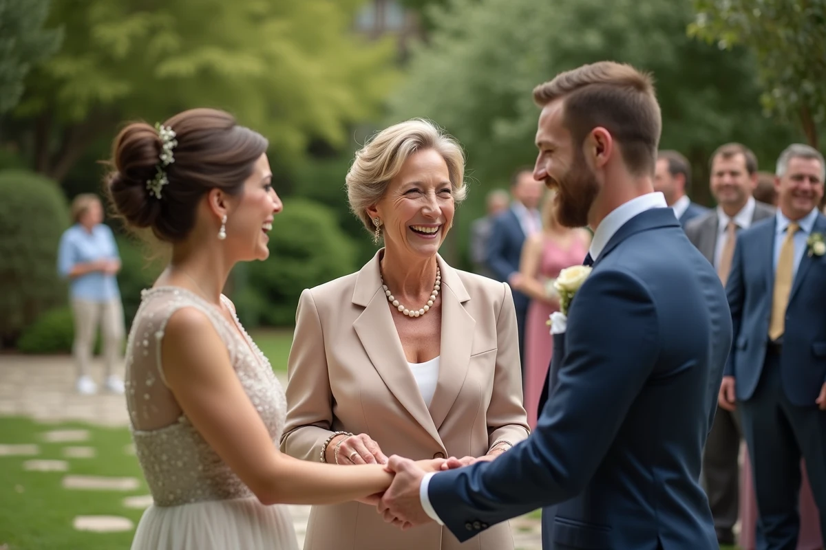 Famille heureuse lors d une célébration en plein air
