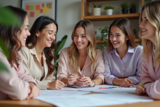 Groupe de femmes souriantes lors d'un atelier à Paris