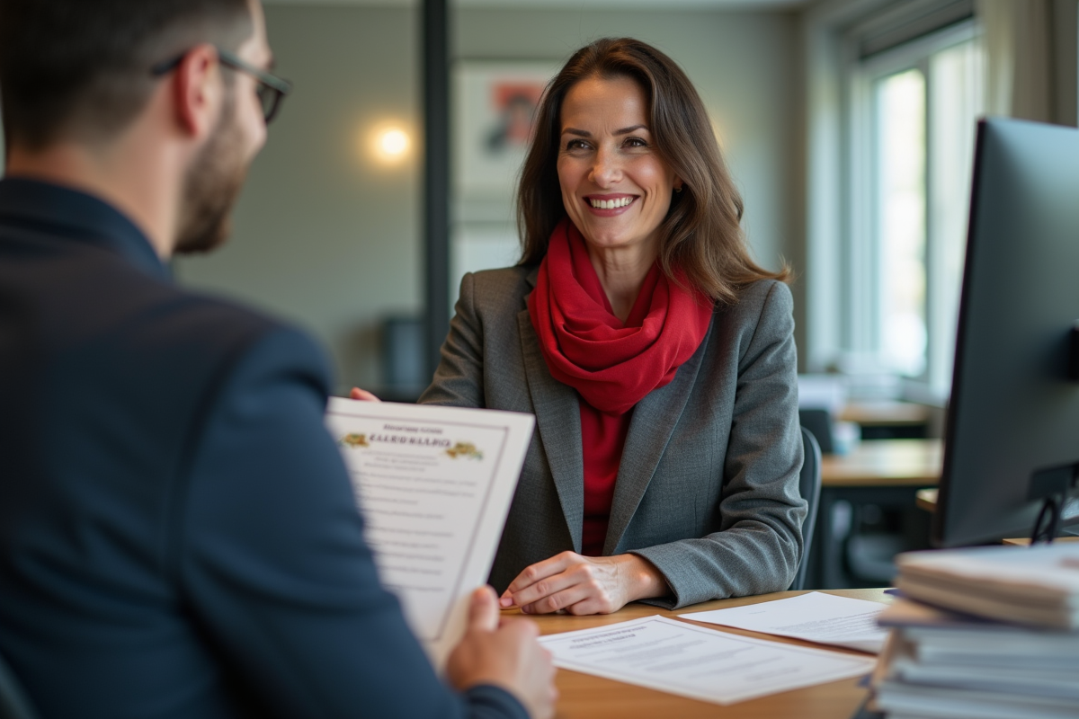 Secretaire municipale remet un certificat de mariage